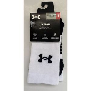 Under Armour UA Team Cushioned Crew Socks Youth Size 13.5K-4.5 White - New